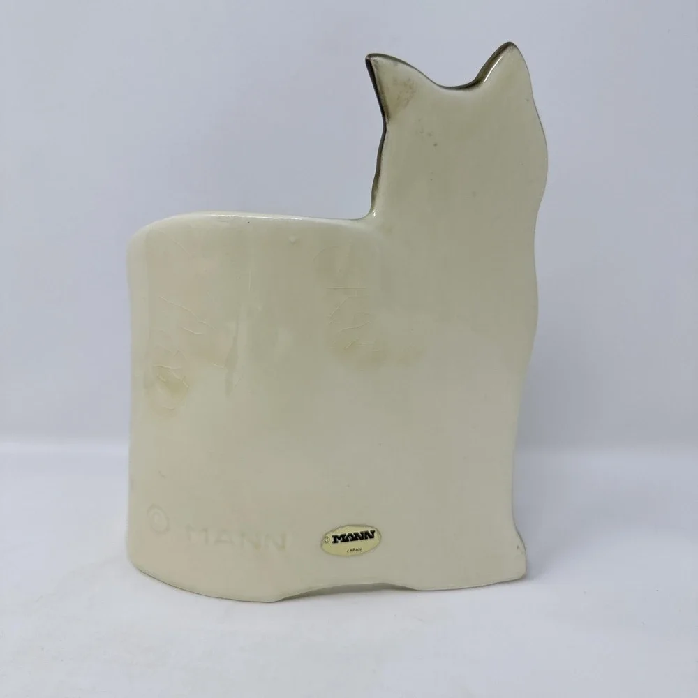 Vintage Seymour Mann Japan Siamese Cat‎ Ceramic Flat Curved Figurine Blue Eyes